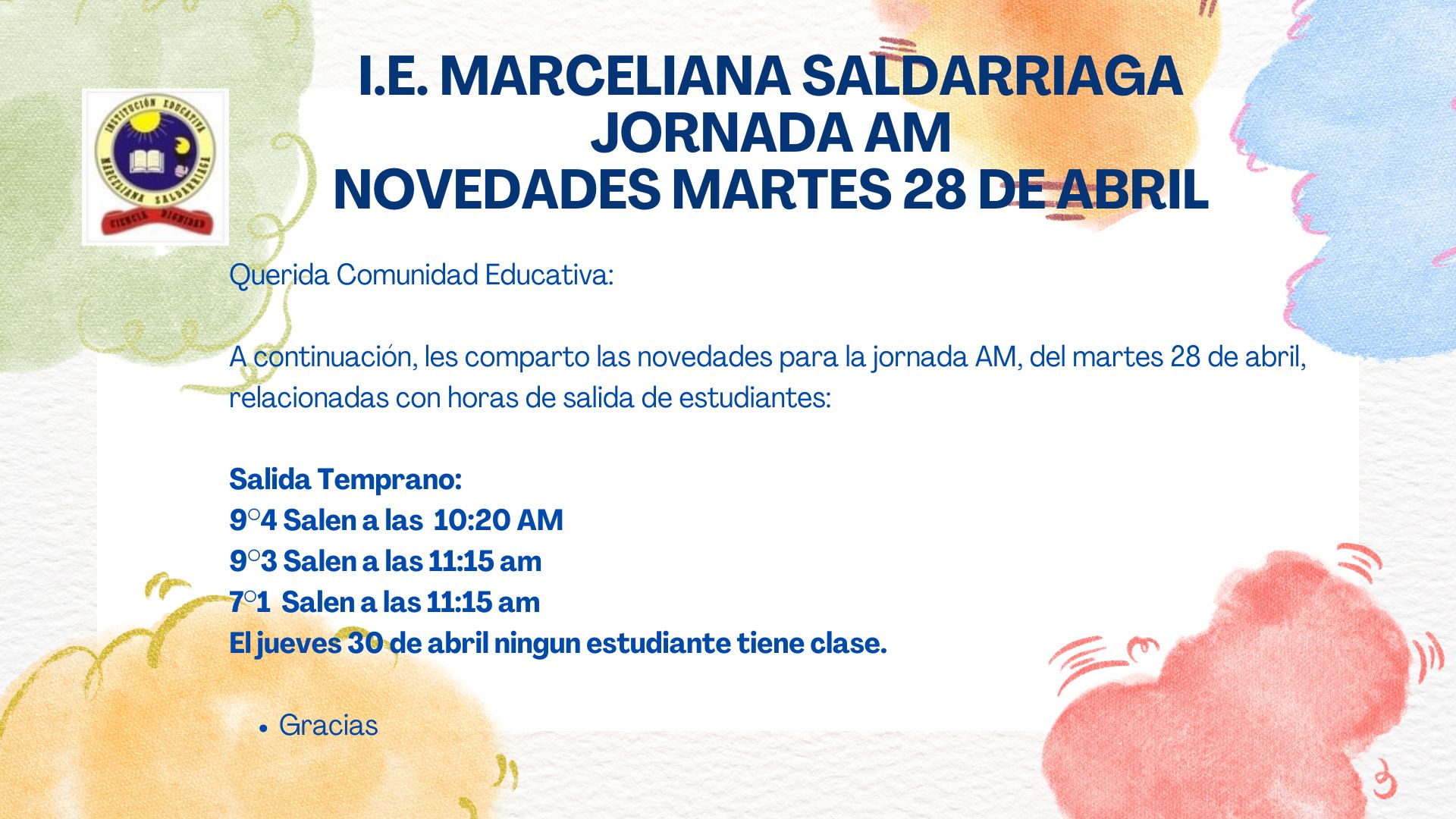 Novedades Martes 28 de Abril